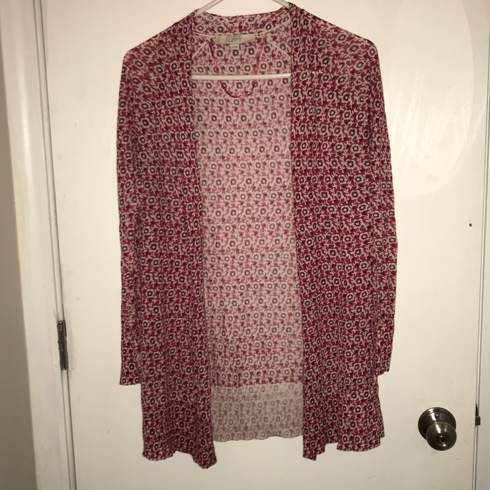 LOFT Longline Floral Cardigan
